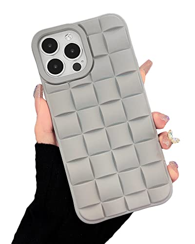 Ginkgonut Compatible with iPhone 13 Pro Max Case for Women/Girls, Cute 3D Laid Desgin Soft Silicone Shockproof Raised Bumper Corners Case for iPhone 13 Pro Max（Gray）