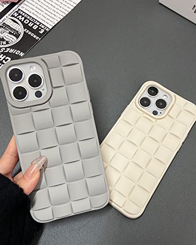 Ginkgonut Compatible with iPhone 13 Pro Max Case for Women/Girls, Cute 3D Laid Desgin Soft Silicone Shockproof Raised Bumper Corners Case for iPhone 13 Pro Max（Gray）