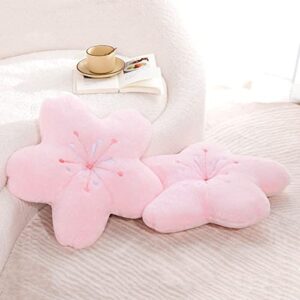 Walbest Cute Sakura Throw Pillows Kawaii Room Decor, Cherry Blossom Plush Pillow Decorative Flower Pillow for Couch Decor Pink 15.75"