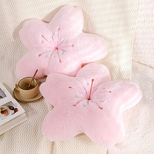 Walbest Cute Sakura Throw Pillows Kawaii Room Decor, Cherry Blossom Plush Pillow Decorative Flower Pillow for Couch Decor Pink 15.75"