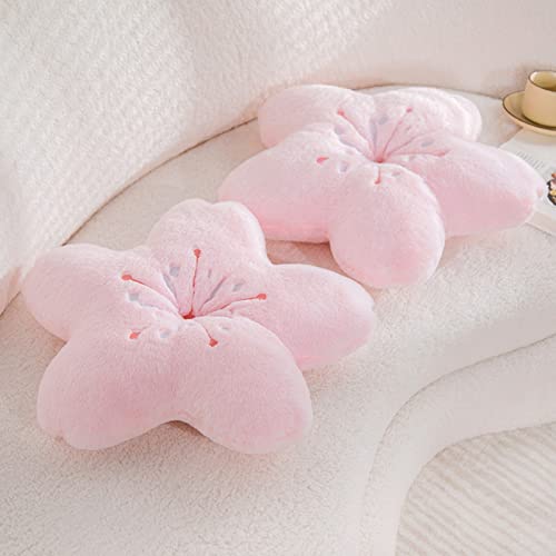 Walbest Cute Sakura Throw Pillows Kawaii Room Decor, Cherry Blossom Plush Pillow Decorative Flower Pillow for Couch Decor Pink 15.75"