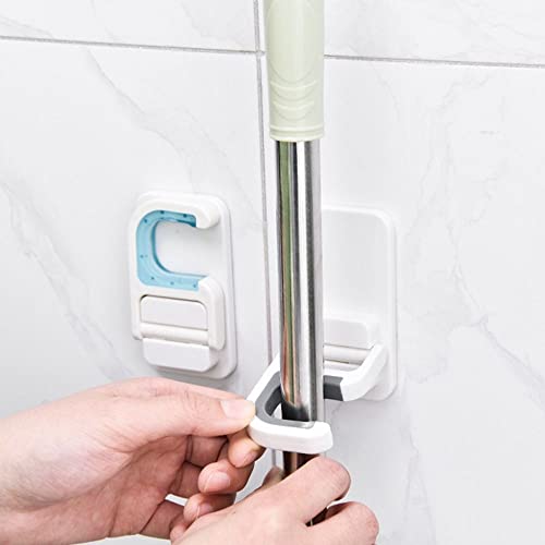 DIEWU Mop Broom Holder Wall Mount Plastic Organization, Wall Hanger Holder for Bathroom Home