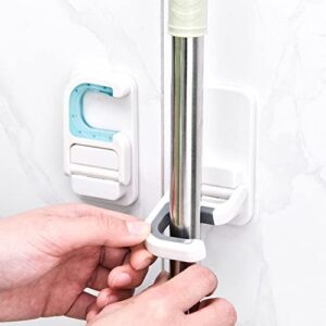 DIEWU Mop Broom Holder Wall Mount Plastic Organization, Wall Hanger Holder for Bathroom Home