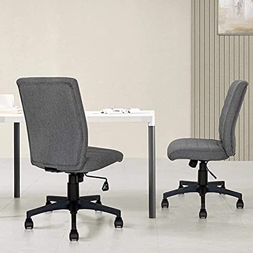 Ergonomic Home Office Desk Chair – Computer Mesh Adjustable Task Swivel Tilt Tension Armless Cushion Mid-Fiber Mesh Lumbar Support (Dark Gray)