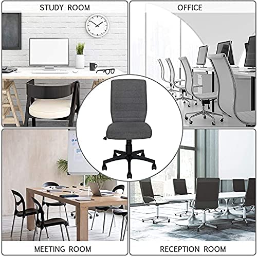 Ergonomic Home Office Desk Chair – Computer Mesh Adjustable Task Swivel Tilt Tension Armless Cushion Mid-Fiber Mesh Lumbar Support (Dark Gray)