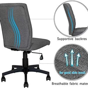 Ergonomic Home Office Desk Chair – Computer Mesh Adjustable Task Swivel Tilt Tension Armless Cushion Mid-Fiber Mesh Lumbar Support (Dark Gray)