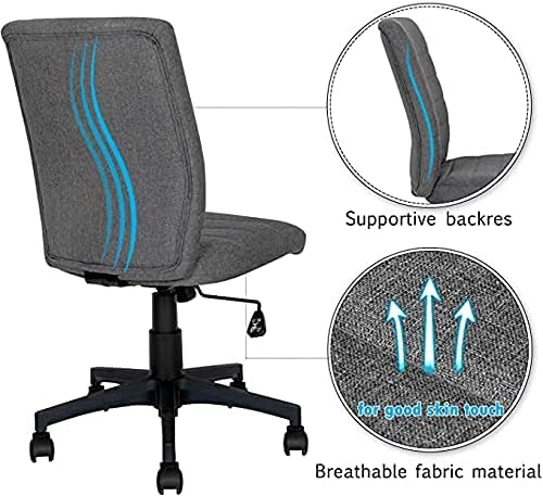 Ergonomic Home Office Desk Chair – Computer Mesh Adjustable Task Swivel Tilt Tension Armless Cushion Mid-Fiber Mesh Lumbar Support (Dark Gray)