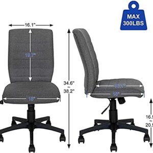 Ergonomic Home Office Desk Chair – Computer Mesh Adjustable Task Swivel Tilt Tension Armless Cushion Mid-Fiber Mesh Lumbar Support (Dark Gray)