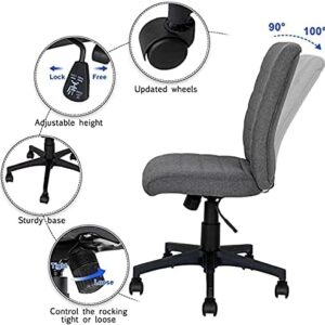 Ergonomic Home Office Desk Chair – Computer Mesh Adjustable Task Swivel Tilt Tension Armless Cushion Mid-Fiber Mesh Lumbar Support (Dark Gray)