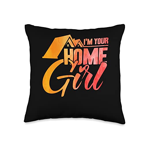 Real Estate Agent Broker Realtor I'm Your Home Girl Watercolor Throw Pillow, 16x16, Multicolor