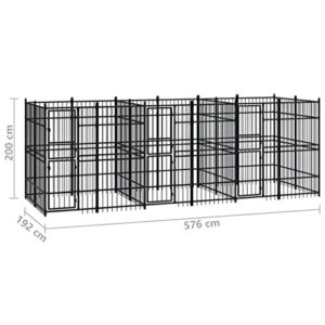 loibinfen Outdoor Heavy Duty Dog Kennel, Steel Dog Playpen,78.7" Height Portable Dog Fence, Dog Crate Cage Kennel Outdoor Dog House, Dog Exercise Pen for Small/Medium/Large Dogs, 119 ft²