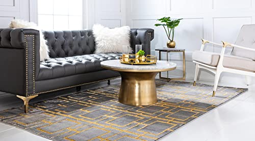 Rugs.com Marilyn Monroe™ Glam Trellis Collection Rug – 5' x 8' Gray Gold Medium Rug Perfect for Bedrooms, Dining Rooms, Living Rooms
