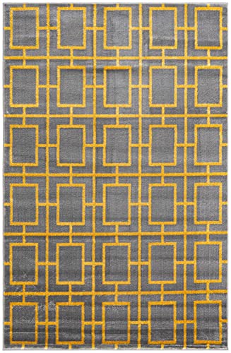 Rugs.com Marilyn Monroe™ Glam Trellis Collection Rug – 5' x 8' Gray Gold Medium Rug Perfect for Bedrooms, Dining Rooms, Living Rooms