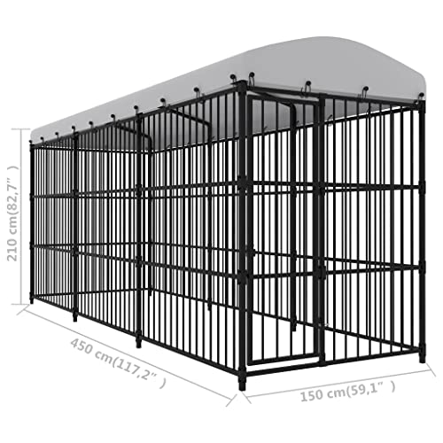 loibinfen Dog Kennel Outdoor Dog House with Roof Waterproof Cover for Medium to Small Dog Outside, Dog Kennel Pet Crate Cage Playpen Dog Run 177.2"x59.1"x82.7"