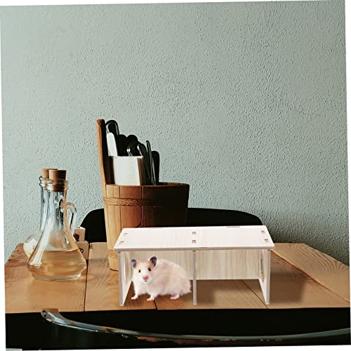 balacoo Funny Chamber Hideout Cabin and Hamsters Maze Ferret Toy Pet Hut Small Multi Clear Dwarf Compartment Window Chinchilla Hide for Squirrel Gerbil Hiding Wooden Nest Hamster