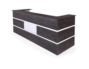 casa mare 87" wood office reception desk counter & drawers w/telescopic rails & chrome handles | cable grommet holes | option to add logo | front table furniture nail hair beauty salon spa restaurant