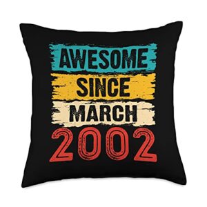 21 year old awesome since march 2002 21st birthday gifts throw pillow