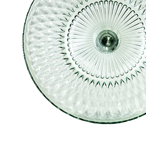 Amici Home Rochester Footed Glass Cake Stand | Round Vintage Style Cake Plate | Serving Platter for Cupcakes, Cookies, Birthday Cake | Dessert Display Stand for Parties, Weddings, and Gift (Green)