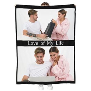 thecooboy custom blanket with photo design your text personalized blankets customized gifts (2 photo, 50"x30")