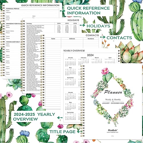 2024 Planner - Planner 2024, Jan.2024 - Dec.2024, 2024 Planner Weekly and Monthly with Tabs, 8" x 10", Flexible Cover, Thick Paper, Twin-Wire Binding, Perfect Daily Organizer