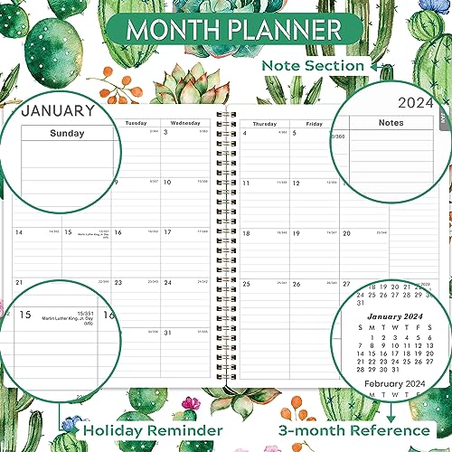 2024 Planner - Planner 2024, Jan.2024 - Dec.2024, 2024 Planner Weekly and Monthly with Tabs, 8" x 10", Flexible Cover, Thick Paper, Twin-Wire Binding, Perfect Daily Organizer