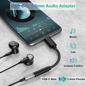 COOYA USB C to 3.5mm Audio Adapter for iPone 15 Pro Max iPad 10th Google Pixel 8 7 Headphone Adapter Type C to Aux Dongle Stereo Earphone Connector for Samsung S23 FE S22 S21 Fold Flip5 A54 OnePlus 11