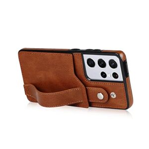 Phone Case Cover Compatible with Samsung Galaxy S21 Ultra Leather Wallet Phone Case Stand Wrist Strap Phone Case Adjustable Wrist Strap Phone Case Compatible with Samsung Galaxy S21 Ultra Bags Sleeves
