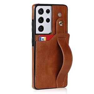Phone Case Cover Compatible with Samsung Galaxy S21 Ultra Leather Wallet Phone Case Stand Wrist Strap Phone Case Adjustable Wrist Strap Phone Case Compatible with Samsung Galaxy S21 Ultra Bags Sleeves