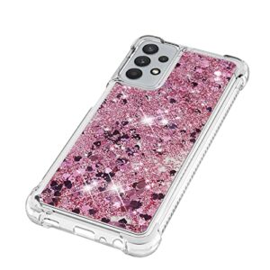 Phone Case Cover Glitter Case Compatible with Samsung Galaxy A32 5G Case Compatible with Women Girls Girly Sparkle Liquid Luxury Floating Quicksand Transparent Soft TPU Phone Case Bags Sleeves (Color