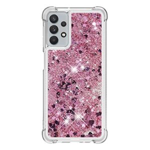 Phone Case Cover Glitter Case Compatible with Samsung Galaxy A32 5G Case Compatible with Women Girls Girly Sparkle Liquid Luxury Floating Quicksand Transparent Soft TPU Phone Case Bags Sleeves (Color