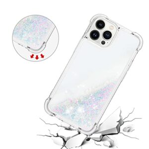 Phone Case Cover Glitter Case Compatible with iPhone 13 Pro Case Compatible with Women Girls Girly Sparkle Liquid Luxury Floating Quicksand Transparent Soft TPU Phone Case Bags Sleeves (Color : Silve