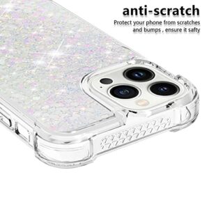 Phone Case Cover Glitter Case Compatible with iPhone 13 Pro Case Compatible with Women Girls Girly Sparkle Liquid Luxury Floating Quicksand Transparent Soft TPU Phone Case Bags Sleeves (Color : Silve