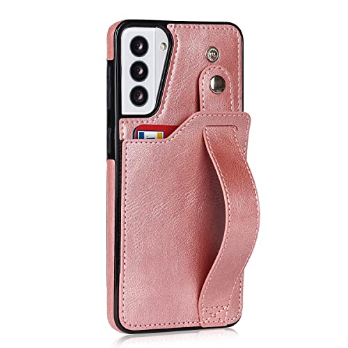 Phone Case Cover Compatible with Samsung Galaxy S21 Plus Leather Wallet Phone Case Stand Wrist Strap Phone Case Adjustable Wrist Strap Phone Case Compatible with Samsung Galaxy S21 Plus Bags Sleeves (