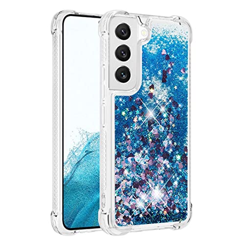 Phone Case Cover Glitter Case Compatible with Samsung Galaxy S22 Case Compatible with Women Girls Girly Sparkle Liquid Luxury Floating Quicksand Transparent Soft TPU Phone Case Bags Sleeves (Color :