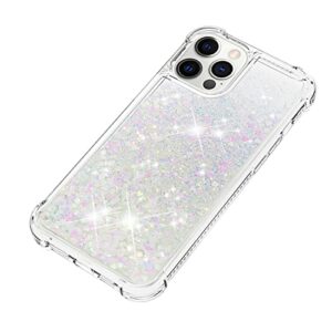 Phone Case Cover Glitter Case Compatible with iPhone 12 Pro Max Case Compatible with Women Girls Girly Sparkle Liquid Luxury Floating Quicksand Transparent Soft TPU Phone Case Bags Sleeves (Color : S