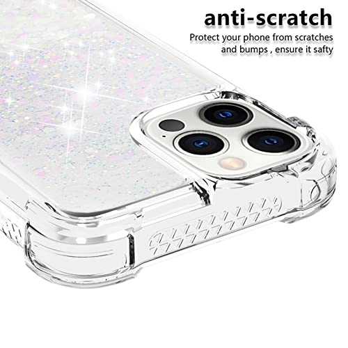 Phone Case Cover Glitter Case Compatible with iPhone 12 Pro Max Case Compatible with Women Girls Girly Sparkle Liquid Luxury Floating Quicksand Transparent Soft TPU Phone Case Bags Sleeves (Color : S