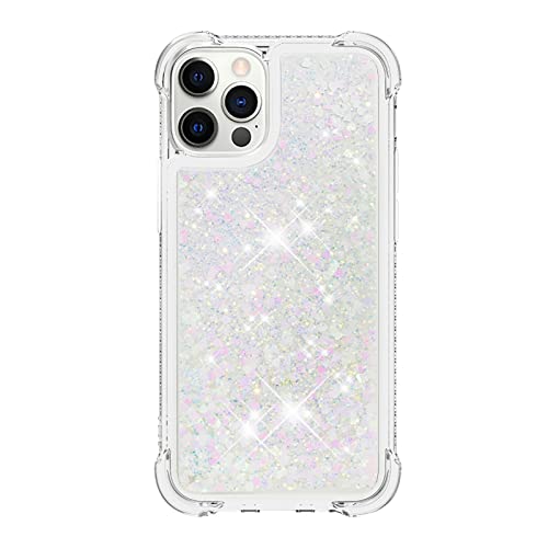 Phone Case Cover Glitter Case Compatible with iPhone 12 Pro Max Case Compatible with Women Girls Girly Sparkle Liquid Luxury Floating Quicksand Transparent Soft TPU Phone Case Bags Sleeves (Color : S