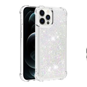 Phone Case Cover Glitter Case Compatible with iPhone 12 Pro Max Case Compatible with Women Girls Girly Sparkle Liquid Luxury Floating Quicksand Transparent Soft TPU Phone Case Bags Sleeves (Color : S