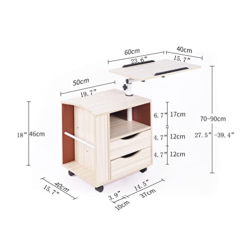 QQXX Height Adjustable Bedside Table with Drawers,Lazy Bedside Table,Drawing Board,Small Bookcase with lockers and Drawers,Sofa Cabinet in Living Room Bedroom,Filing Cabinet,Home,Office Shelf