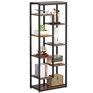 tribesigns 70.8 inch tall bookshelf, 8-tier industrial open bookcase, metal etagere bookcase storage display shelf unit for living room bedroom home office (1)