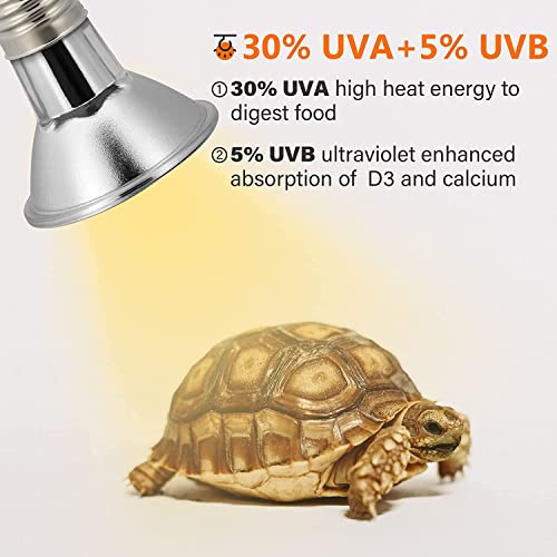 Simple Deluxe 4-Pack Reptile UV Bulb 50W, UVA & UVB Full Spectrum Sun Lamp with 4 Replacement Mini Bulbs, for Lizard/Reptiles/Snacks/Tortoise, Amphibian Pets