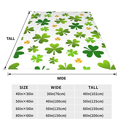 Throw Blanket St. Patrick's Day Warm Cozy Soft Lightweight Ireland Clovers Flannel Fleece Blanket for Bedroom Sofa Room Home Decorative Fuzzy Blanket 40"x30"