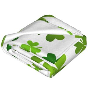 Throw Blanket St. Patrick's Day Warm Cozy Soft Lightweight Ireland Clovers Flannel Fleece Blanket for Bedroom Sofa Room Home Decorative Fuzzy Blanket 40"x30"