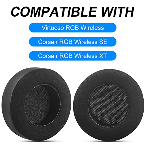 Gvoears Upgraded Ear Pads Replacement for Virtuoso RGB Wireless SE XT Headset compatiable with Corsair Virtuoso XT Gaming Headphone, Added Thickness, Brethable Mesh Fabric and Protein Leather