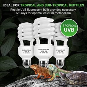 Simple Deluxe Reptile Compact Fluorescent Lamp Light Bulb for Rainforest Tropical Terrarium, Lizard, Turtle, UVB 5.0, 26W,White