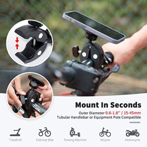 Phone Holder Mount Magnetic Accessories: Fitness Equipment Gym Motorcycle Handlebar, Exercise Bike, Treadmill, Stroller, Cart, for Magsafe iphone 15 14 13 12 Plus Pro Max & All Cellphone Stand Clamp