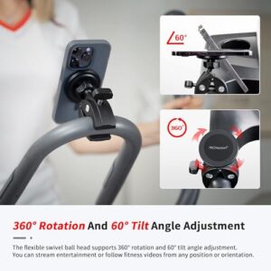 Phone Holder Mount Magnetic Accessories: Fitness Equipment Gym Motorcycle Handlebar, Exercise Bike, Treadmill, Stroller, Cart, for Magsafe iphone 15 14 13 12 Plus Pro Max & All Cellphone Stand Clamp