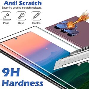 [2+2 Pack] Galaxy S22 Ultra Screen Protector, 9H Tempered Glass, Ultrasonic Fingerprint Support, 3D Curved, HD Clear Scratch Resistant for Samsung Galaxy S22 Ultra 5G Glass Screen Protector