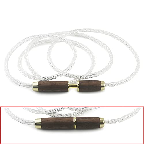 NewFantasia 4.4mm Balanced Male to 4.4mm Balanced Female Headphone Audio Adapter Cable 8 Cores 6N OCC Copper Single Crystal Silver Plated Wire Walnut Wood Shell 4.4mm Extension Cord 4.9ft