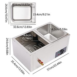 Commercial Food Warmer 2-Pan Grade Stainless Steel, Steam Table, Electric Food Warmer with Lid, Buffet Food Warmer Steam Table for Catering Restaurants